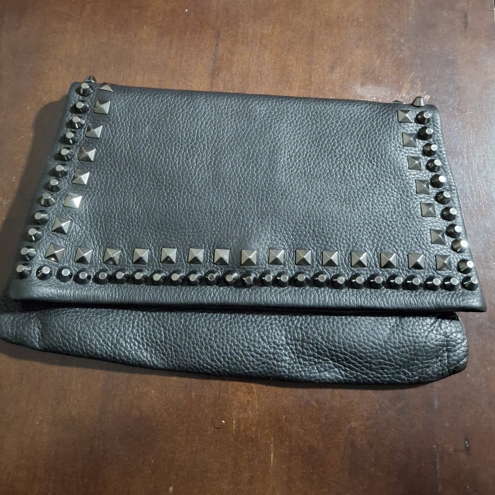 RomyGold Black Studded Leather Bag